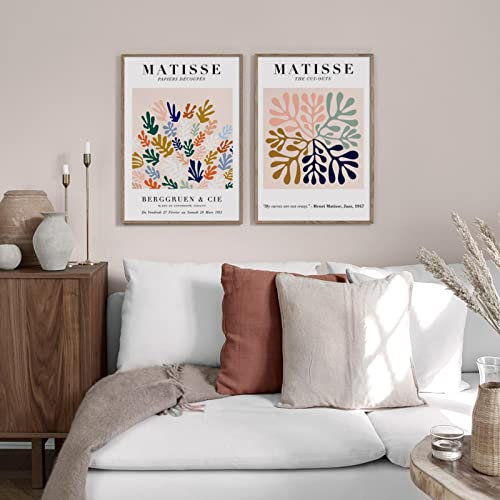 Bunte Matisse Abstrakte Papier geschnitten Blatt Pflanze Wand Kunstdruck Leinwand Malerei Nordic Poster Home Decor Bilder Wohnzimmer 40 x 60 cm x 2 Stück rahmenlos