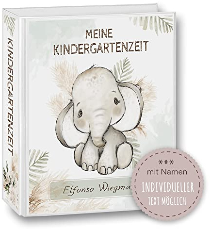 Kindergarten Ordner personalisiert mit Namen und Wunschtext Safaro Elefant A4 - Meine Kindergartenzeit Kindergartenordner Portfolioordner Sammelordner Junge Mädchen