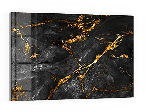 DEQORI Glas-Magnettafel | 90x60 cm groß | Motiv Veredelter Naturstein | Memo-Board aus Glas | Magnetboard inkl. Magnete, Stift & Tuch für Küche & Büro | Tafel magnetisch & beschreibbar