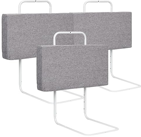 Tubiaz Bettgitter rausfallschutz Bett 3x60cm 5-Loch Höhenverstellbar Bettschutzgitter für Kinder Bett Rausfallschutz Kinder, Kinderbettgitter Familienbett für Kinderbett (180cm,Leinen Grau)