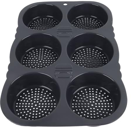 Molde para Pan de Hamburguesa de 6 Cavidades Molde para Pan de Hamburguesa Bandeja para Hornear Grande de 6 Tazas -40 ℉ a +446 ℉ Molde para Hornear Resistente Al Calor para Cocina