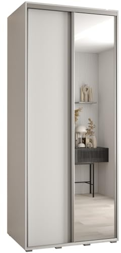 Kleiderschrank mit Spiegel Davos 3 Garderobenschrank - Schrank Schlafzimmer - Mehrzweckschrank 2 Schiebetüren - Regalen - Flur Möbel - Kleiderstange Schrank - Allzweckschrank - closet - Gaderobe