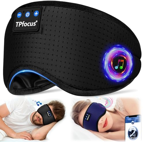 TPfocus Masque de sommeil Bluetooth 5.2 - Casque sans fil pour dormir sur le côté, le bureau, les voyages en avion, les gadgets technologiques sympas, cadeaux uniques (ferreux)