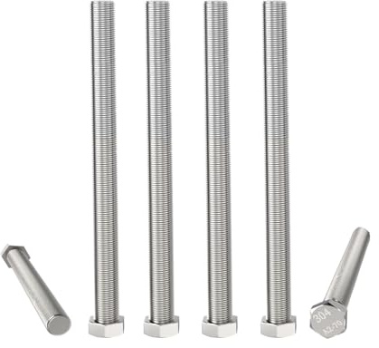 Aopin Lot de 5 boulons à tête hexagonale en acier inoxydable SUS304 M8 x 150 mm de qualité 8.8, fixations entièrement filetées à la machine