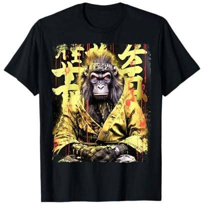 Mono Asia Samurai Graffiti Gorila Artes Marciales Camiseta
