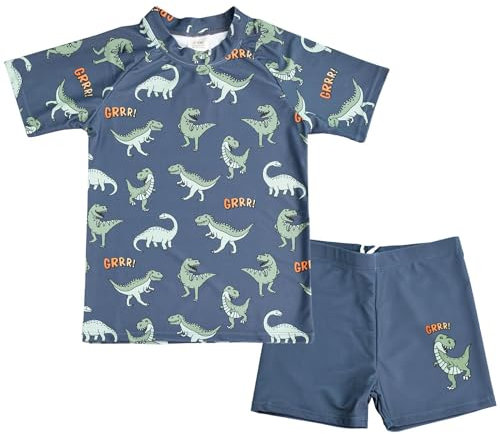 A2Z 4 barn Pojkar Badkläder Tvådelad topp och badbyxor Shorts Set Baddräkt - SW Set 871 Dinosaur 7-8