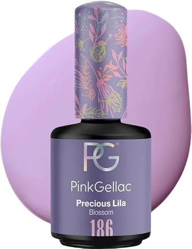 Pink Gellac Gel Nagellack UV, Veganes Nagelgel - 186 Precious Lila 15 ml | Gelnagellack für UV Lampe, Einfache Anwendung Nail Polish für 14 Tage Salonqualität, Gellack Made in Holland