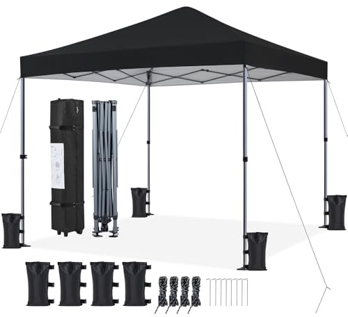 Yaheetech Gazebo Richiudibile Pieghevole Impermeabile 3x3 m in PVC Gazebo Pop Up Altezza Regolabile Tessuto Oxford Adatto per Terrazza Fiera Feste Giardino Mercato Campeggio Bar Pub Nero