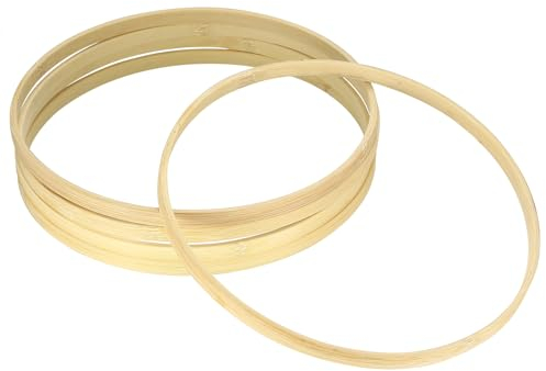 5 Pezzi 25 cm/9,84 pollici Anelli a Cerchio in Legno di Bambù, Cerchi Legno per Decorazioni Fai da Te, Ghirlande, Acchiappasogni Artigianato (5 pezzi, 25 cm)