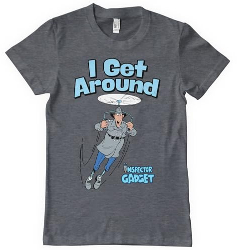 Inspector Gadget Licenciado Oficialmente I Get Around Camiseta para Hombre (Oscuro Heather), Small