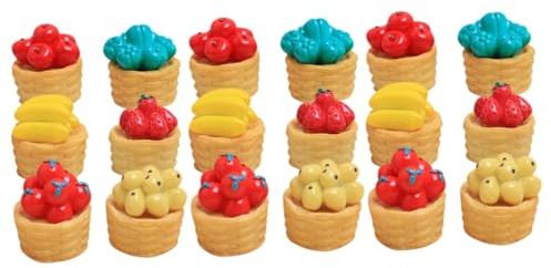VICASKY 18pcs Miniature Food Baskets Realistic Fruit Vegetable Decor for Dollhouse Dining