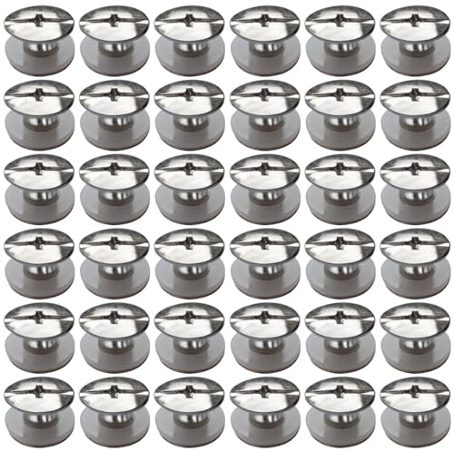 SHSMPXOY 30 Kits Vis Chicago Screws,M5*4mm Vis de Livre,Rivet a Visser de remplacement en métal pour sacs, livres, colliers, sacs à dos, laisses de chien, laisses (Argent)