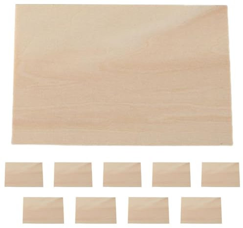 Craft Wood - Einzigartige dünne Sperrholzplatten für Kunsthandwerk, 10 Blanko-Holzblätter für Handwerk, Hobby, Modellbau, Holzverbrennung und Ziegelprojekte