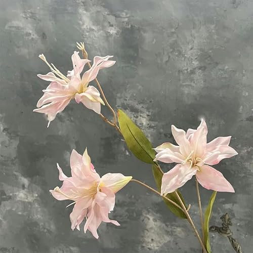 ZEYRU Künstliche Blumen, 3 Köpfe, kleine Lilie, Filmsimulation, Blume, Kunstblumen, Grünpflanzen, Hochzeitsfeier, Seidenblume, Rosa