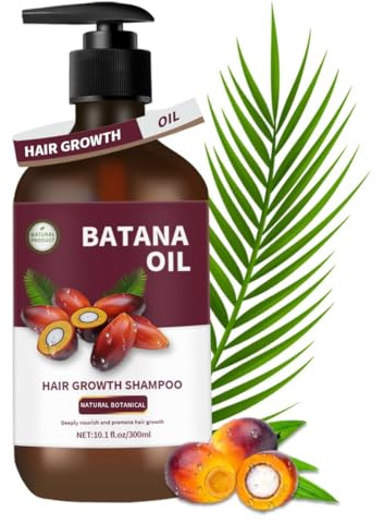 Batana oljeschampo för hårväxt, naturligt håravfall schampo för tunnare och reparerar skadat hår för alla hårtyper för kvinnor och män, daglig hårvård tillväxt 300 ml