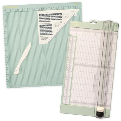Vaessen Creative Papierschneider 15,2 x 30,5 cm und Falzbrett Score Easy - 30,5 x 30,5 cm – Ideal für Karten Basteln, Scrapbooking und Geschenkboxen – Inklusive Falzbein und Dreieck-Lineal