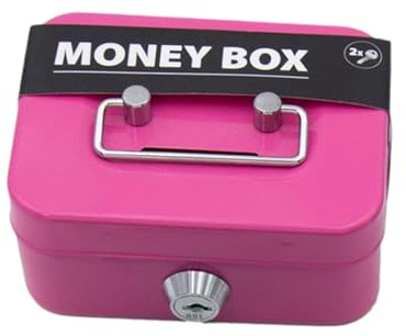 Cassetta Portavalori con Chiave, Salvadanaio in Metallo con Serratura, Piccola Cassetta di Sicurezza per Monete, Cassaforte Portatile con Inserto per Contanti Monete Denaro, Regalo per Bambini Adulti