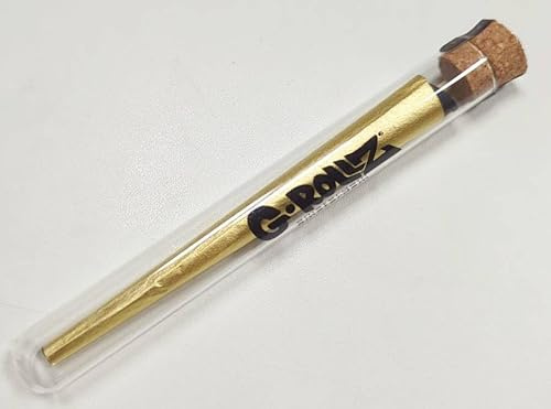 G-Rollz Gold Papes vorgedrehte konische Hülse mit Filter Tip - Goldenes Papier für Joints - Echtes 24 Karat Gold Kingsize pre rolled Cones im Glasröhrchen
