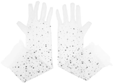 SHERCHPRY 1 Paar Damen Handschuhe Aus Spitze und Netzstoff Glitzernd Tüll für Hochzeit Braut-accessoires