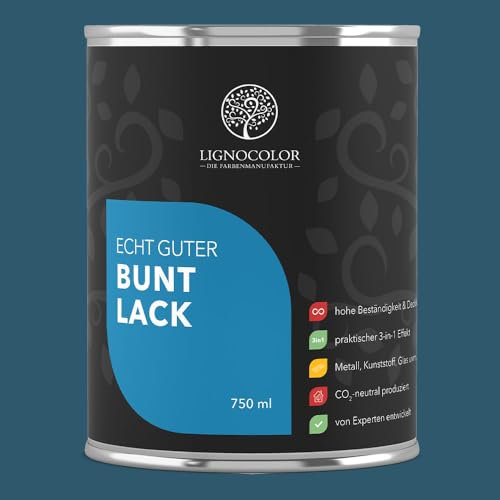 Lignocolor Buntlack matt (750 ml, Ocean) | hochbeständiger Lack für Holz, Metall, Kunststoff & Kinderspielzeug
