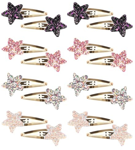 16 Stck Stern Haarspangen - Se Metall Haarnadeln, Bunt und Funkelnder Haarschmuck fr Mdchen, Kinder und Damen
