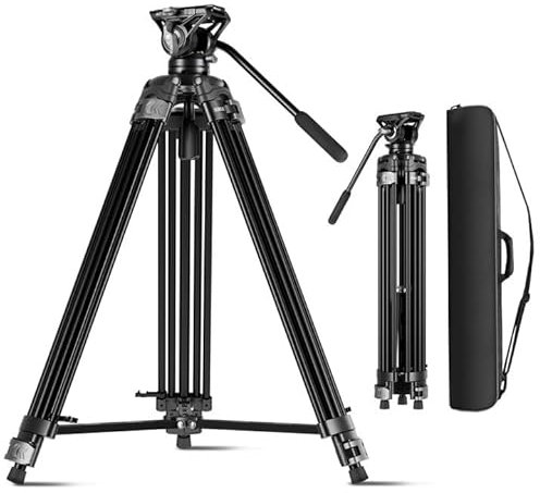 SIRUI 75 Video Tripod with Fluid Head Damping Adjustable, Heavy Duty Camera Tripod with QR Plate Compatible for DSLR, Camera, Camcorder, Telescopes, Max. Load 22 lbs/10 kg, AVT-02