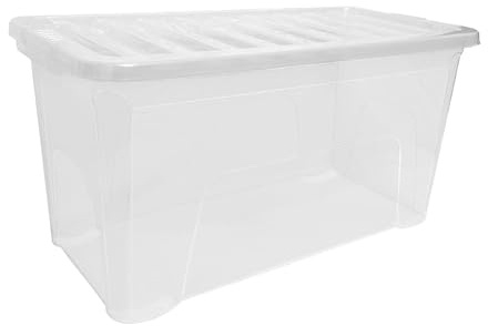 simpa 110L XL Stackable Plastic Storage Box with Clear Lid - 42cm (H) x 79.5cm (L) x 40cm (W) - Single Box