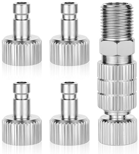 5 Pcs 1/8 Inch Female Connectors and Male Adapters Adjustment Control Valve Airbrush Quick Release Coupling Disconnect Adapter Kit Airbrush Accessories for Air Compressor, Airbrush Hose