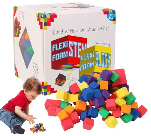 Blocchi di schiuma morbida, set di blocchi di costruzione in schiuma,Giocattoli di costruzione di apprendimento precoce Blocchi impilabili - Cubi educativi di apprendimento per bambini piccoli per m