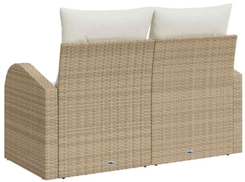 vidaXL Trädgårdsoffa Beige 124 x 62 x 69 cm konstrotting, Trädgård och Terrass, Hållbar Modulsoffa, Lätt UV-Skyddad, Utomhusmöbler, Modern Loungeset