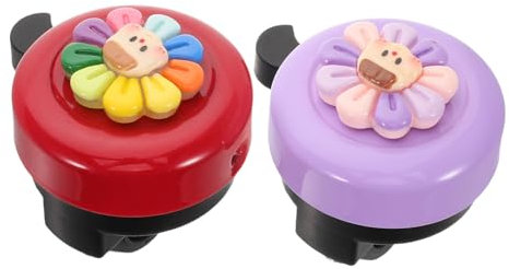 EXHUMKY 2pezzi Campanello per Bicicletta Ragazzo Ragazza con Design Fiore Cartone Accessori per Biciclette e Tricicli Facile Installazione e Materiale Resistente Decorazione Divertente per