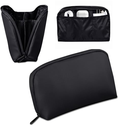 KUKUPOW Borsa Porta Cavi, Viaggio Organizer cavi, Borsa Porta Accessori da Viaggio, borsa Universale Organizer Cavi Portatile, per Caricabatterie, Mouse, Cavo, Alimentatore, Disco Rigido, Nero