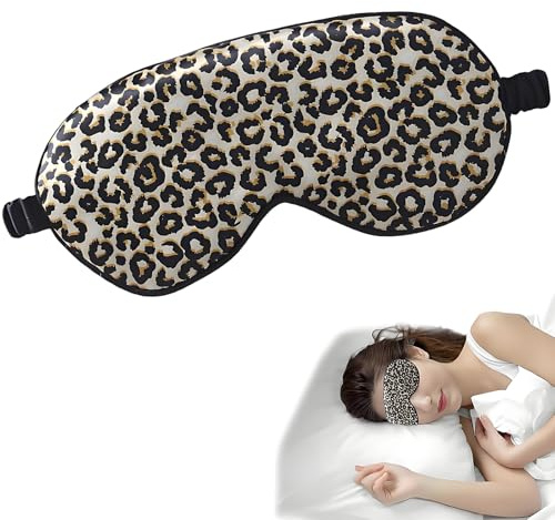 Schlafmaske Frauen, Schlafbrille Damen Bequem, Schlafbrille Sleeping Mask Schlafmasken Augenmaske Schlafmaske Sleep Mask Leopardenmuster, Weiches Material Ideal für Zuhause Reisen Flugzeug