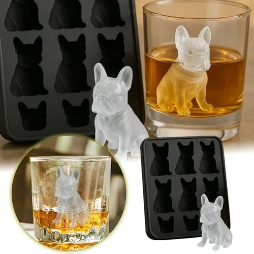 Generisch Eisform mit französischer Bulldogge, Formen Mit hausgemachter Getränke Dekoration, lustige 3D-Eisformen in Tierform, süßer, neuartiger Flexibler Hunde- getränke für Whiskey-Partys