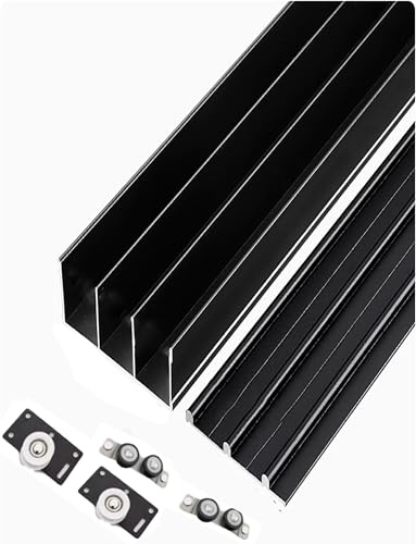Sliding Door Track Kit for Closet, 3 Track No Groove Wardrobe Sliding Rail program, Aluminum Alloy Track for Cabinet,Partition Door Panels(180cm/71in)