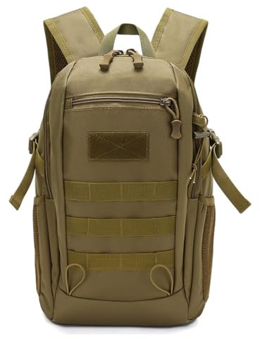 Vmokki Klein Wanderrucksack 8L Taktischer Rucksack mit Molle Brustgurt Rückenbelüftung Damen Herren Teenager Wandern Reise Camping Trekking Outdoor Rucksäcke Wasserdicht (Khaki)