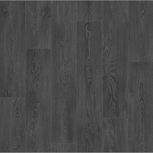 Vinyl Flooring Modern Wood Oak Plank Effect Vinyl Flooring Roll | Non-Slip Easy Clean Waterproof Lino Vinyl Floor | Living Dining Room, Lounge, Hallway Flooring (Black, 3m x 2m)