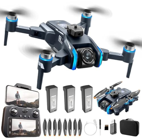 LFXLKVI Foldable Drone 180° Rotating Camera Drone with 4K Camera Remote Control with LCD Screen Each Battery Lasts 25 Minutes 5G Transmission Brushless Motor GPS Positioning