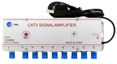Amplificador Divisor de TV por Cable Ajustable 1 Entrada, 2/3/4/6/8 Salidas, Amplificador señal Antena Digital 20 dB(1 in 8 out)