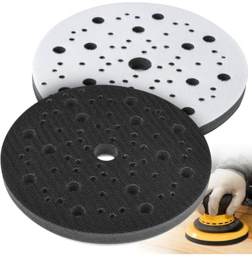 BESPOTCL Lot de 2 patins souples - Diamètre : 150 mm - 70 trous - Couche intermédiaire en mousse souple - Compatible avec Mirka - Tampon tampon pour ponceuse excentrique avec fermeture