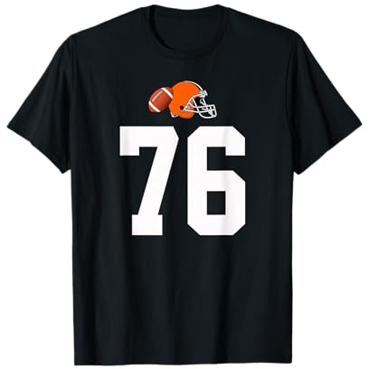 Americano Fútbol Casco Estilo Vintage Número 76 Camiseta