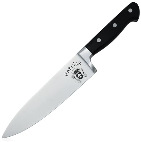 ADAM WILD Grillmesser mit Gravur | Geschenk für Männer | Fleischmesser | Für Grillfans & Grillmeister | Edelstahlklinge 20 cm | für Gas- & Holzkohlegrill | BBQ-Motiv gravierbar | in Geschenkbox