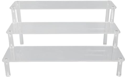 Ejoyous Akryl Display Riser, 3-vånings Cupcake Stand med Enkel Montering för Smycken och Sminkförvaring (Transparent)