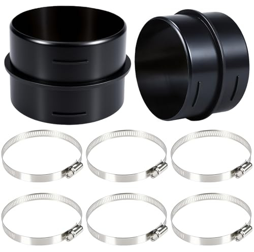 2 Stück Verbinder Rundkanal Rohr 75mm, Verbindungsstück Lüftungsrohrverbinder, Rohrverbindungen Rohrverbinder, Standheizung Zubehör 75mm, für Heiz oder Kühlanwendungen, mit 6 Schlauchschellen