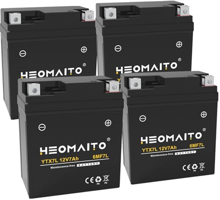 HEOMAITO Battery YTX7L-BS, 12V 7Ah, 10HR, 160 CCA, 6MF7L Rechargeable Maintenance Free SLA AGM Motorcycle Battery