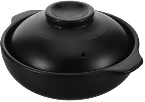 Toyvian Cacerola de Barro Tapa y Dos Asas, Olla de Piedra Coreana 600 Ml para Guisos y Platos Tradicionales, Utensilio de Cocina Resistente y Fácil de Limpiar para Restaurante y Hogar