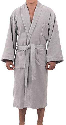alpine swiss Aiden Mens Cotton Terry Cloth Bathrobe Shawl Collar Velour Spa Robe,Gray,X-Large/XX-Large