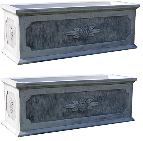 Antikes Wohndesign 2 x Blumenkasten Pflanztrog-Set Blumenkübel Pflanzkübel Pflanzkasten 128KG