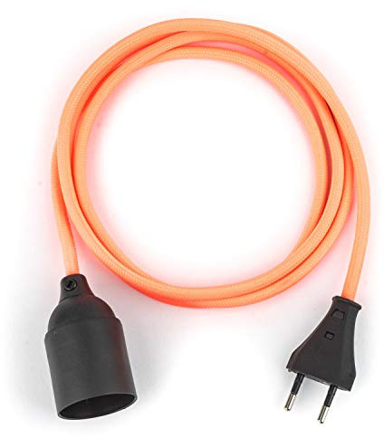 3m Plug-In Lampe FUCHSIA-PINK, Textilkabel mit Lampenfassung aus Thermoplast (GLATTMANTEL) mit Eurostecker