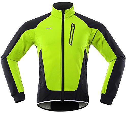 GITVIENAR Herren Fahrradjacke, Winddichte wasserdichte Radjacke mit Fleece, Warme Reflektierende Fahrradbekleidung für Winter, Thermo Langarm Jacke zum Radfahren Joggen Wandern